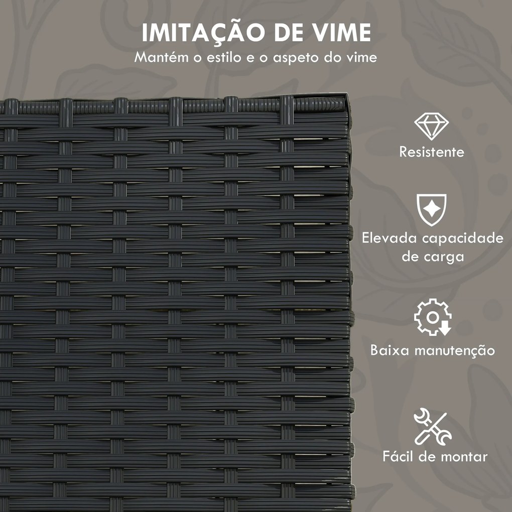 Conjunto Móveis de Jardim de Vime Sintético com 2 Poltronas Individuais 1 Sofá Duplo e 2 Mesas de Centro Preto