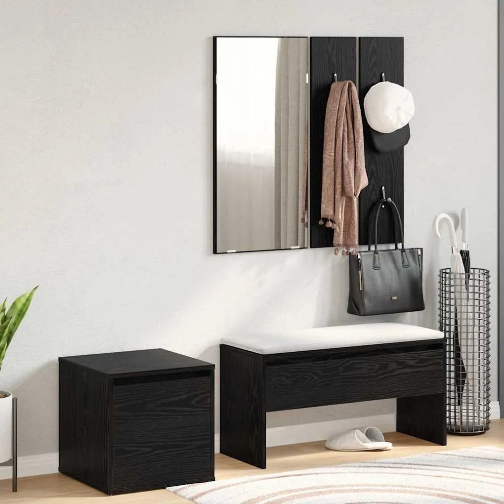 vidaXL Conjunto de móveis de corredor com gaveta 3 pcs Carvalho preto