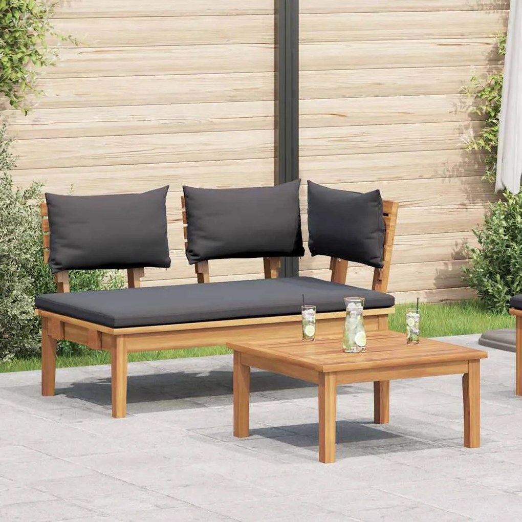 vidaXL Banco de jardim 2 pcs Castanho Madeira de teca maciça
