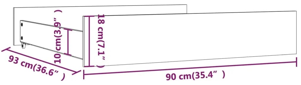 Gavetas de cama 2 pcs madeira de pinho maciça cinzento