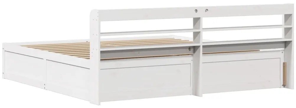 Estrutura de cama com cabeceira 200x200 cm pinho maciço branco