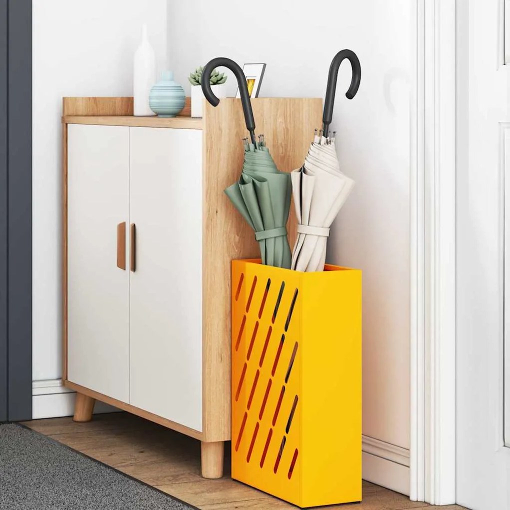 Suporte de Guarda-Chuva Amarelo Mostarda 28x12x41 cm em Aço