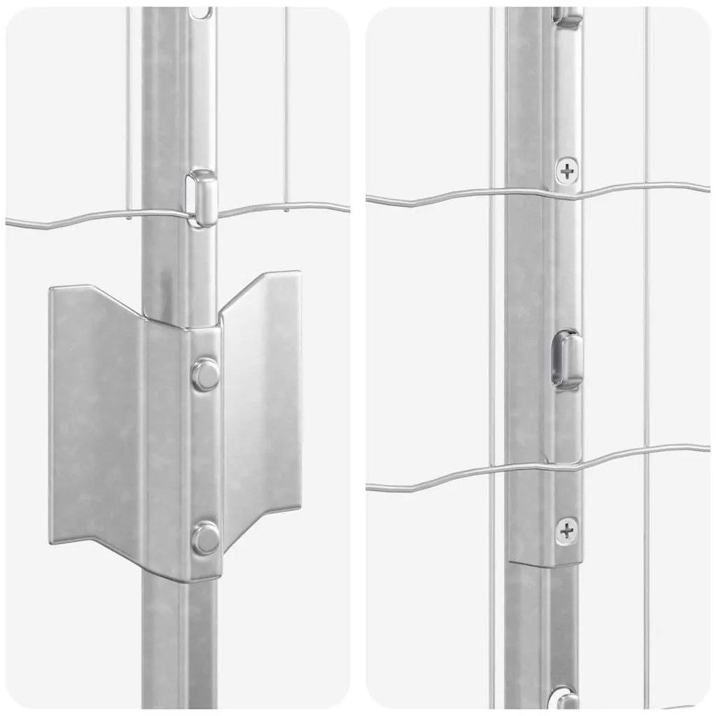 Cercas Euro com 22 Postes Prateados 1x25 m Aço