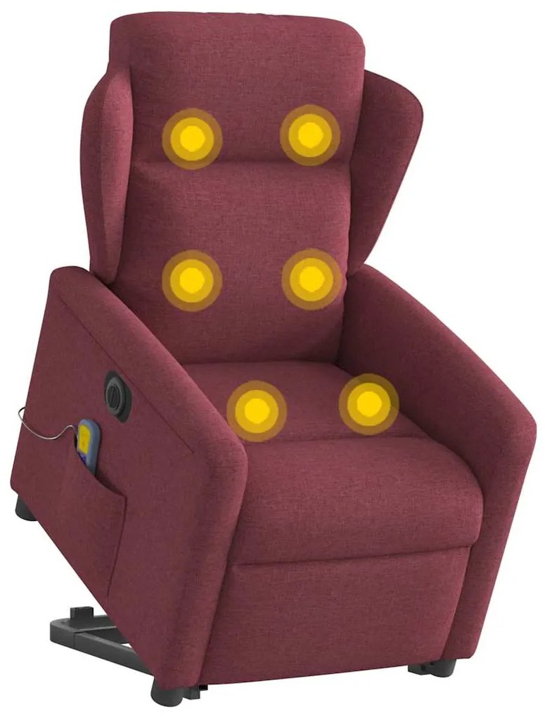 Poltrona elevatória de massagens elétrica tecido vermelho tinto
