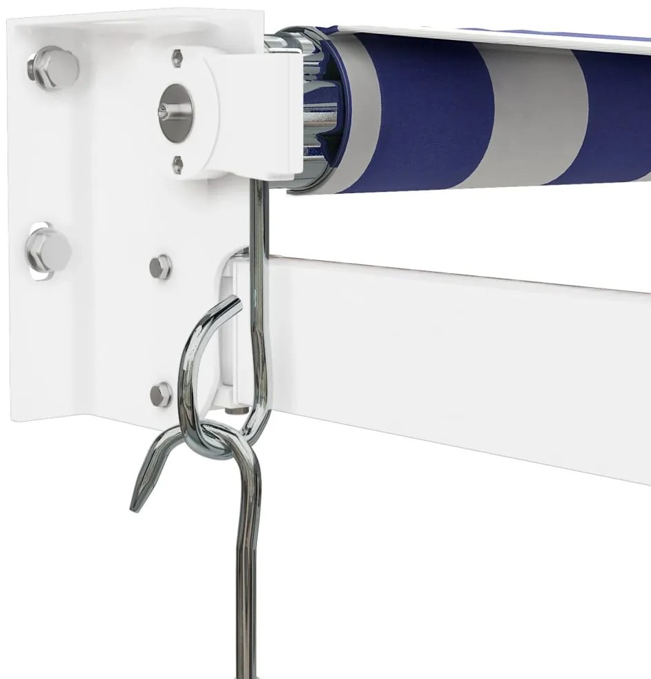 Toldo retrátil 4x3 m tecido e alumínio azul e branco