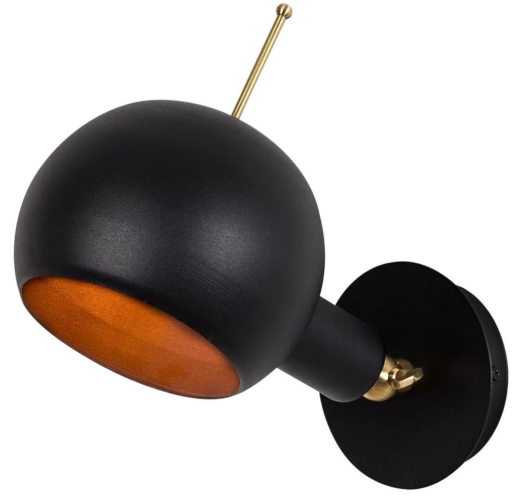Candeeiro de Parede Sivani – Preto e Cobre – 15 x 23 x 25 cm