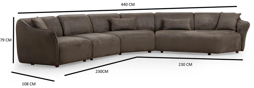 Sofá de Canto Mentis – Castanho – 440 cm x 108 cm x 79 cm