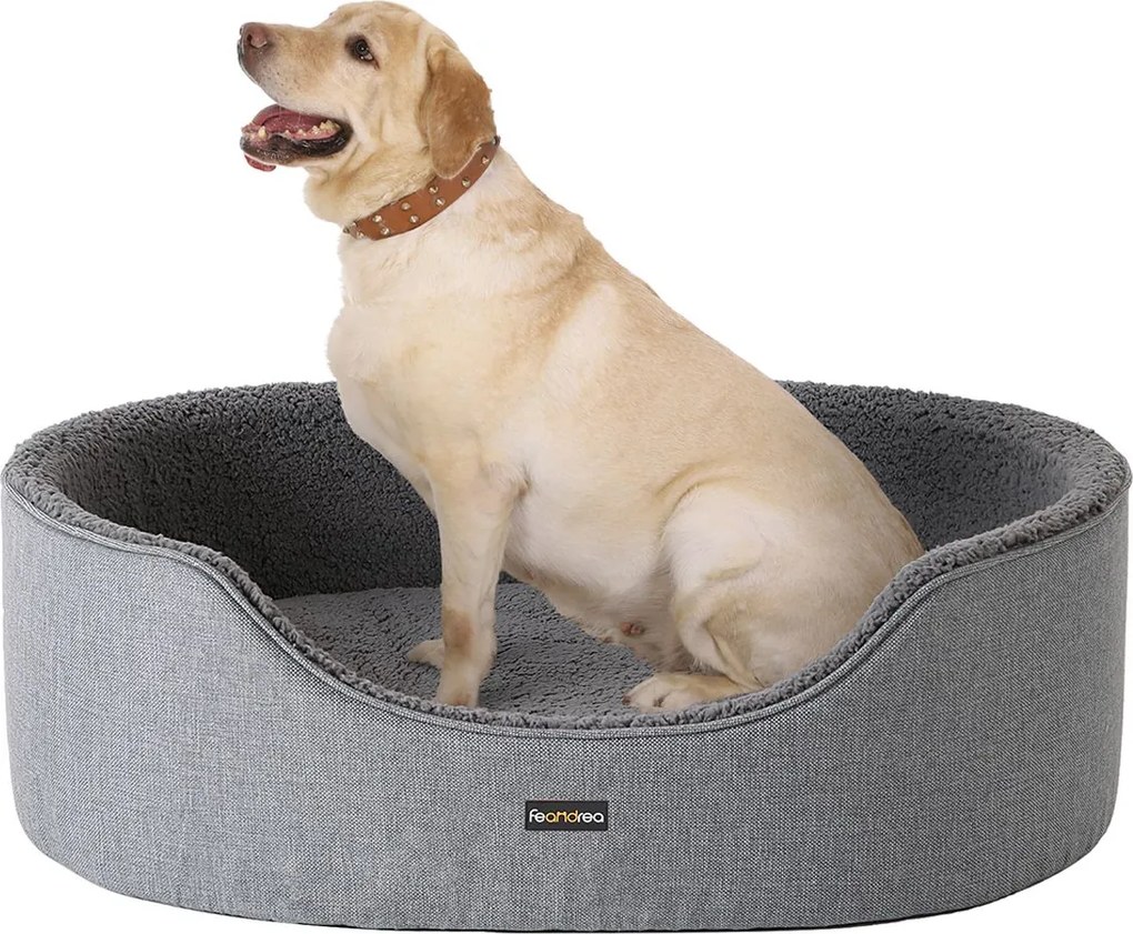 Cama para cães com almofada reversível 92 x 72 x 27 cm cinzento