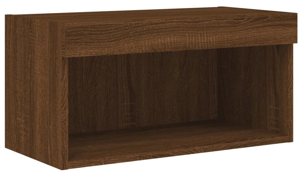 Móvel de TV com luzes LED 60x30x30 cm carvalho castanho