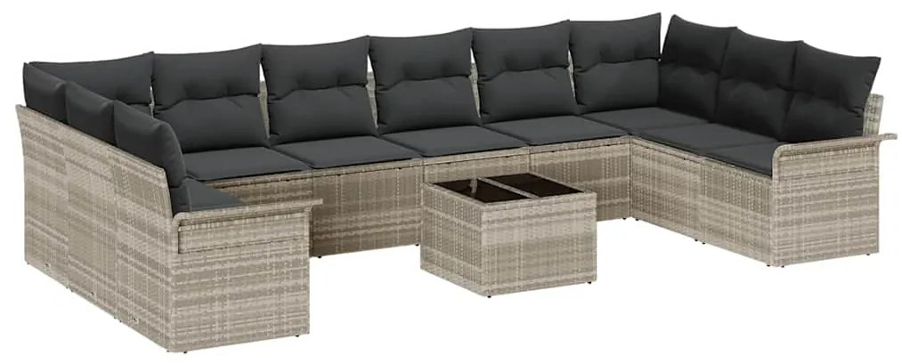 Conjunto de Sofá Modular de 11 Peças com Almofadas Cinza Rattan Sintét
