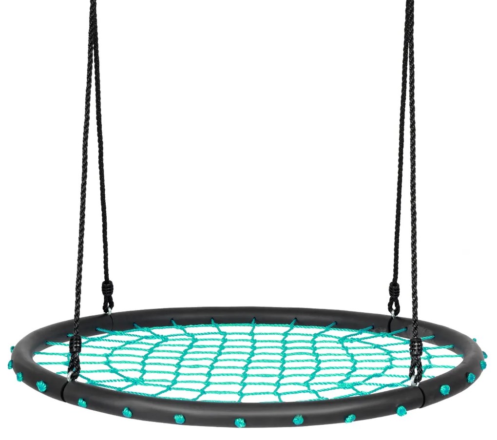 Baloiço Infantil Rede Redonda com Cordas Ajustáveis Ideal para Parque Infantil Jardim de Árvores 100 cm Verde