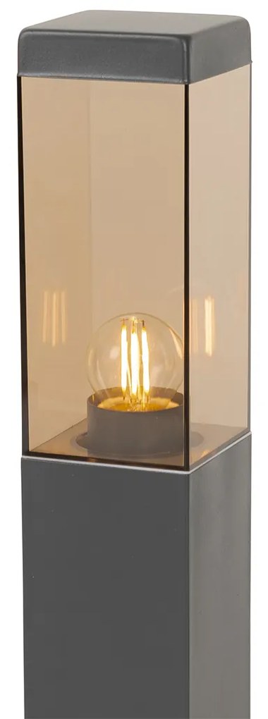 Candeeiro de poste exterior moderno cinzento escuro com fumo 45 cm - Malios Moderno