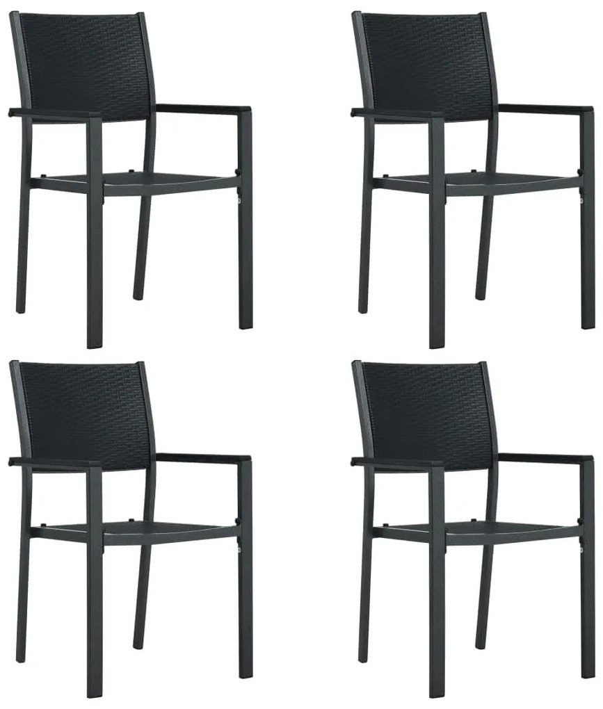5 pcs Conjunto de jantar para jardim preto