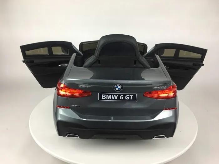 Carro Elétrico infantil BMW 6 GT 12v, módulo de música, banco em pele, pneus de borracha EVA Cinzento