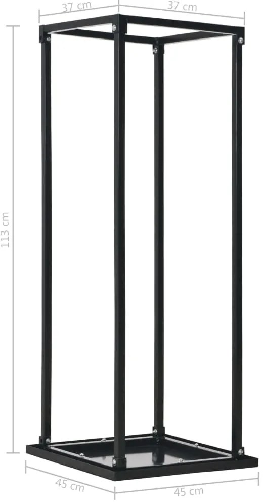 Suporte para lenha com base 37x37x113 cm aço preto