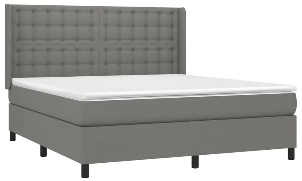 Cama com molas/colchão 180x200 cm tecido cinzento-escuro
