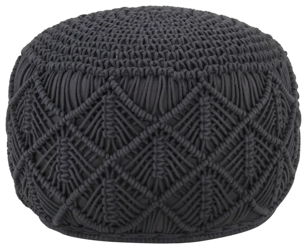 vidaXL Pufe artesanal macramé 45x30 cm algodão antracite