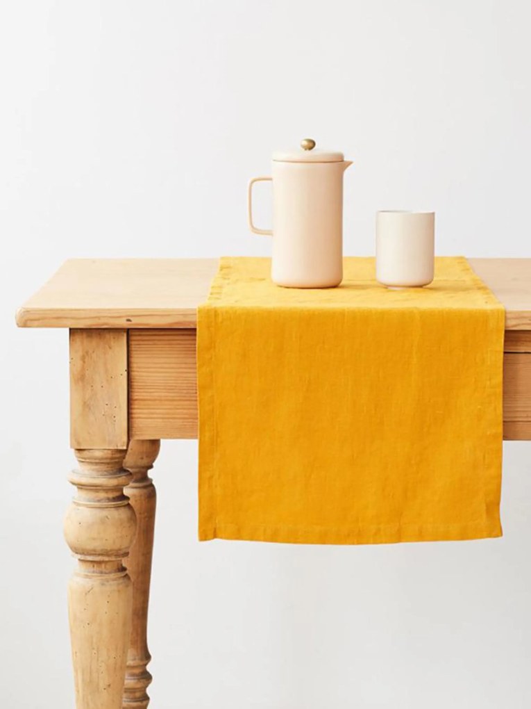 Caminho de mesa em linho Mustard