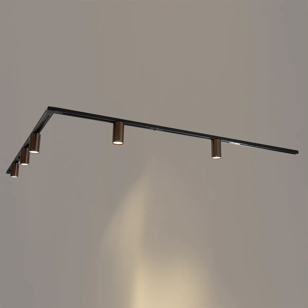 Sistema de iluminação de trilho moderno com 5 focos bronze escuro monofásicos GU10 50mm - Iconic Ruby
