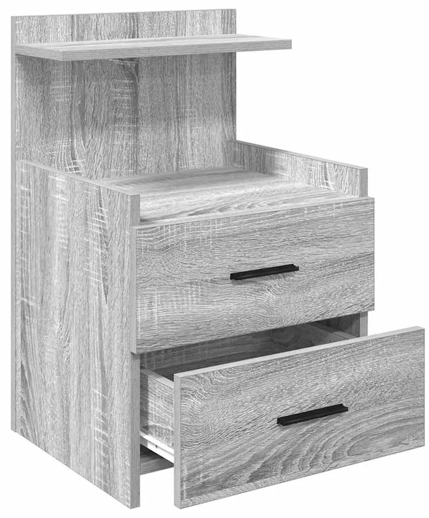 Mesa de cabeceira com 2 gavetas cinza Sonoma 40x36,5x62 cm