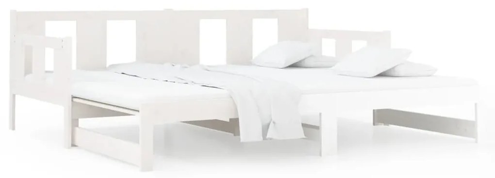 Estrutura sofá-cama de puxar pinho maciço branco 2x(90x190) cm