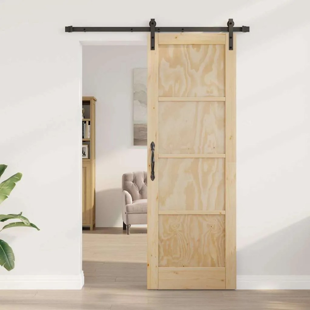 Porta Deslizante vidaXL com Conjunto de Hardware 73.5x211 cm Madeira S