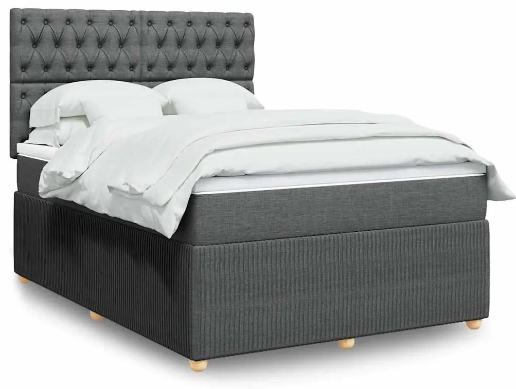 Cama com molas/colchão 140x190 cm tecido cinzento-escuro