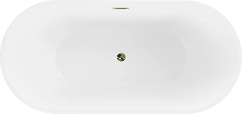 Mexen Luna banheira independente 140 x 75 cm, branca, transbordo dourado - 52031407500-50