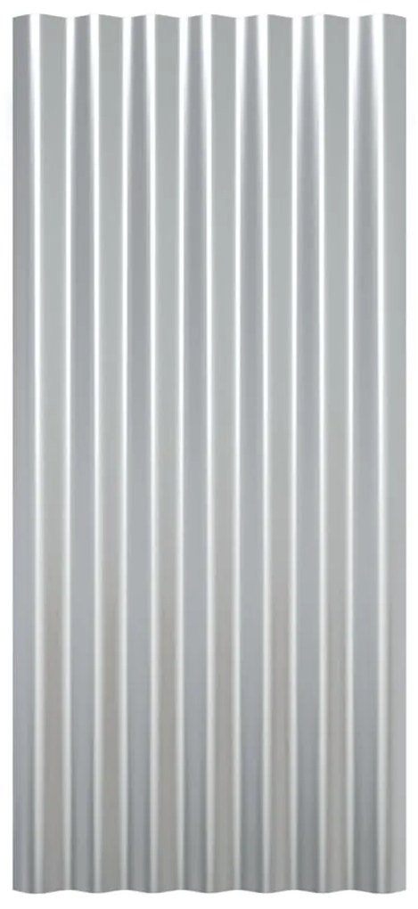 Painéis de telhado 12 pcs 80x36 cm aço revestido a pó prateado
