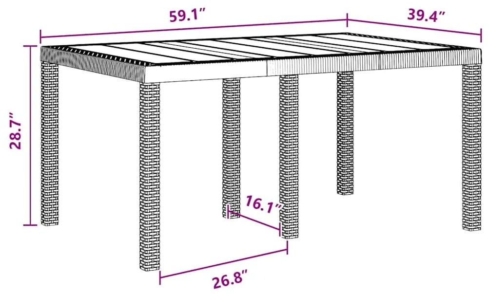 Conjunto de Jantar de Jardim 5 pcs Castanho 150 x 100 x 73 cm