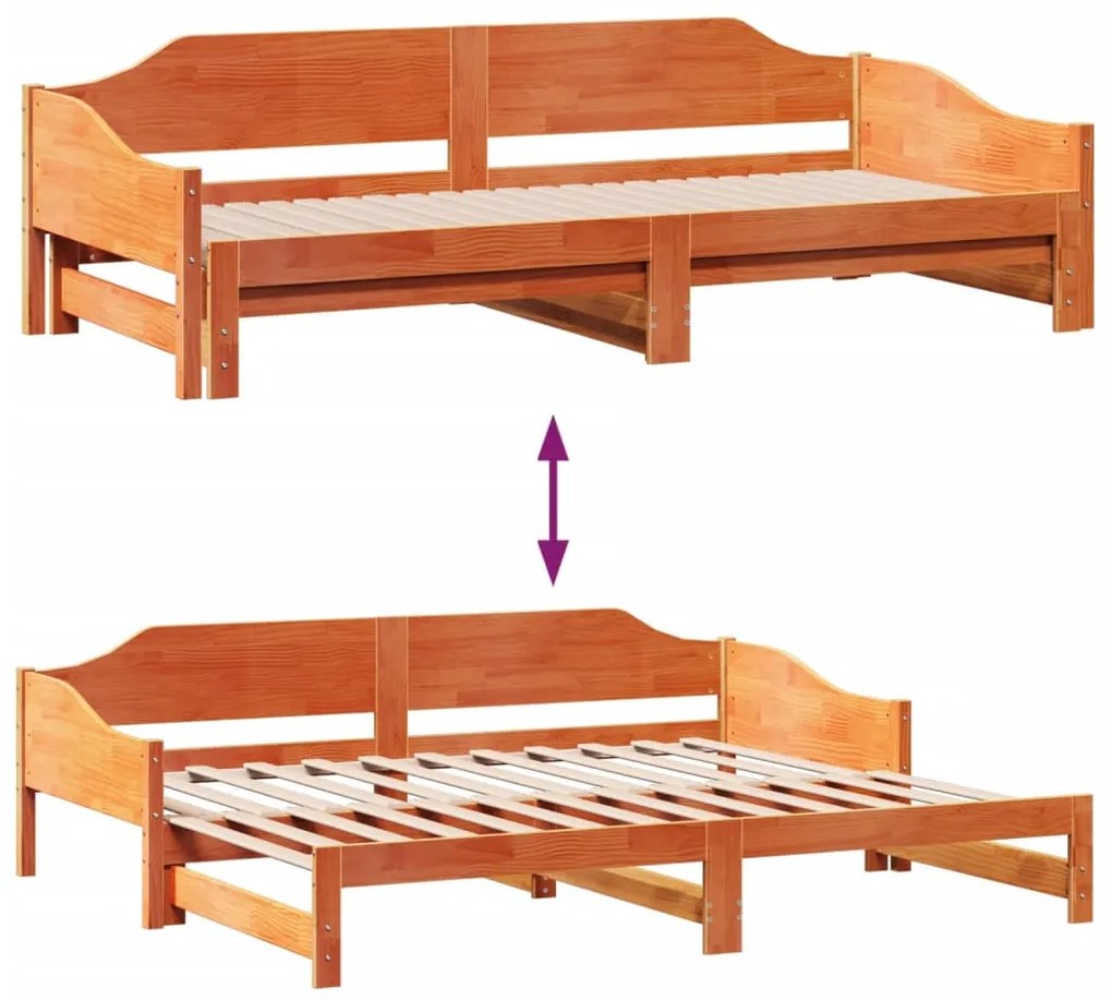 Sofá-cama com gavetão sem colchões 90x190 cm castanho-mel