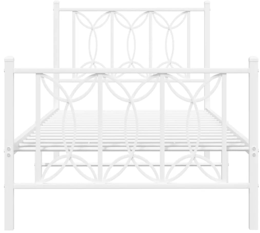 Estrutura de cama com cabeceira e pés 90x190 cm metal branco