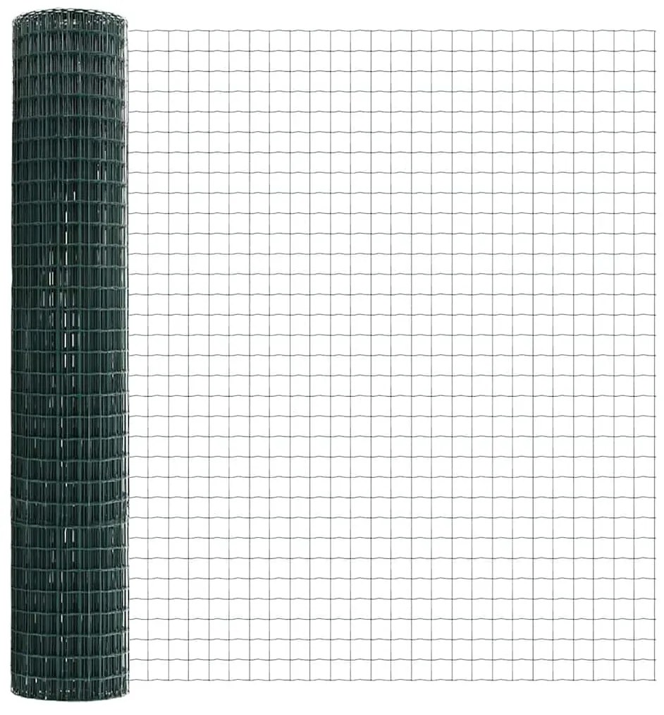 Cerca Euro com 7 postes de ponta 1,6 x 10 m em aço galvanizado verde
