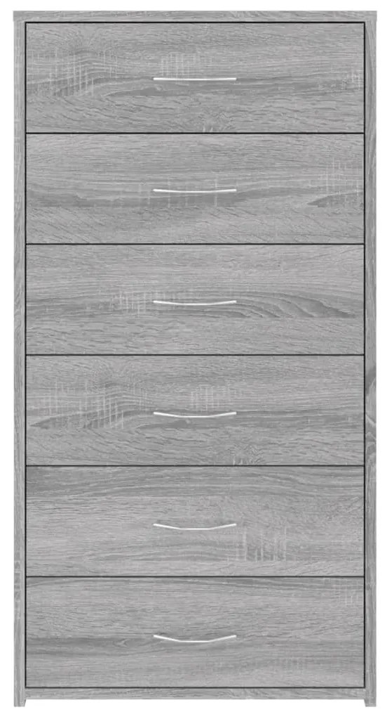 Aparador c/ 6 gavetas 50x34x96cm derivados madeira cinza sonoma
