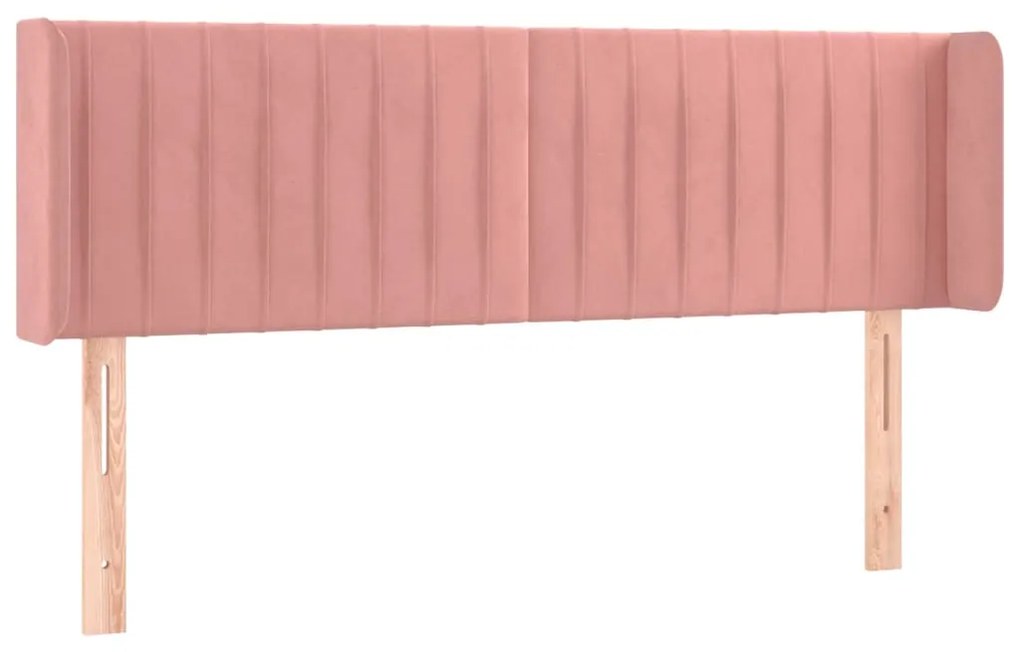 Cabeceira de cama c/ luzes LED veludo 147x16x78/88 cm rosa