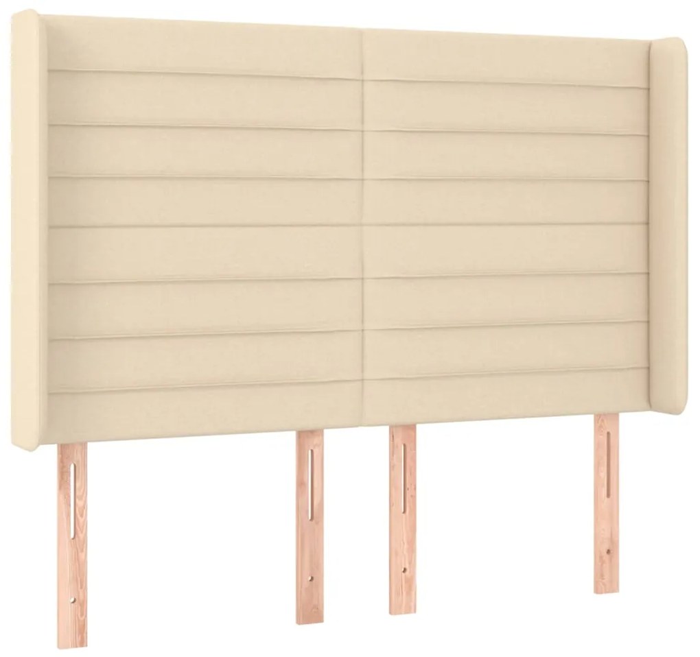 Cama box spring c/ colchão e LED 140x200 cm tecido cor creme