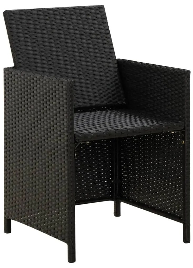 4 pcs conjunto de cadeiras e bancos de jardim vime PE preto