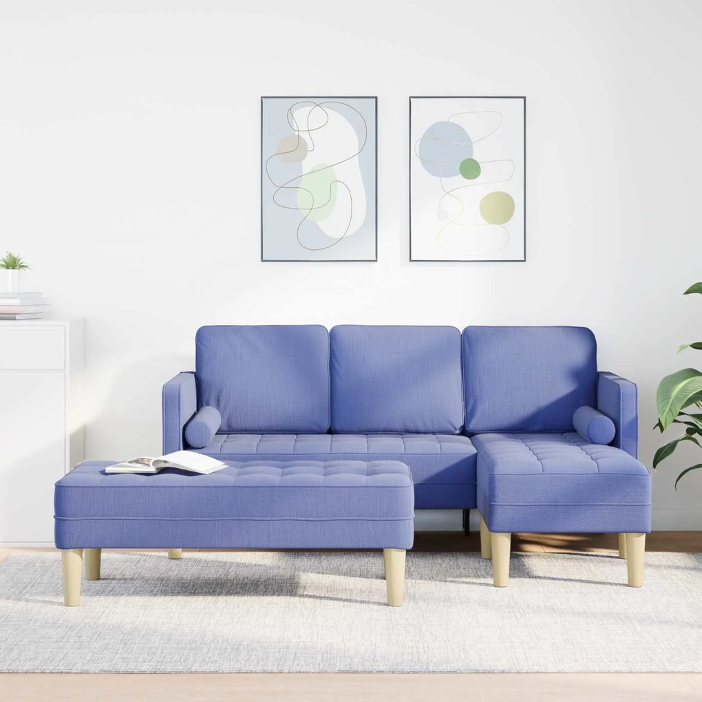 vidaXL Conjunto de Sofás 2 pcs Azul Jeans 173 x 131 x 67 cm tecido