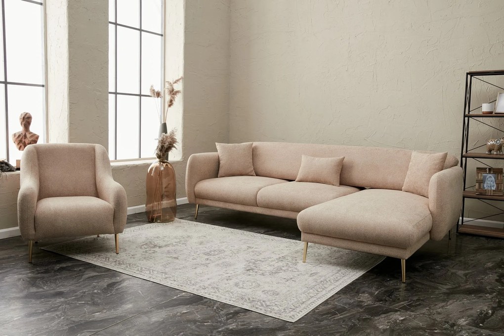Sofá-Cama de Canto Simena – Bege Dourado – 77 x 77 x 70 cm