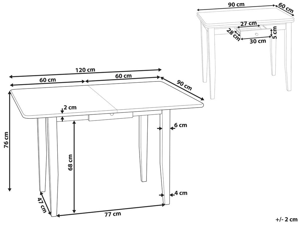 Mesa de jantar extensível castanho claro 90/120 x 60 cm MASELA Beliani