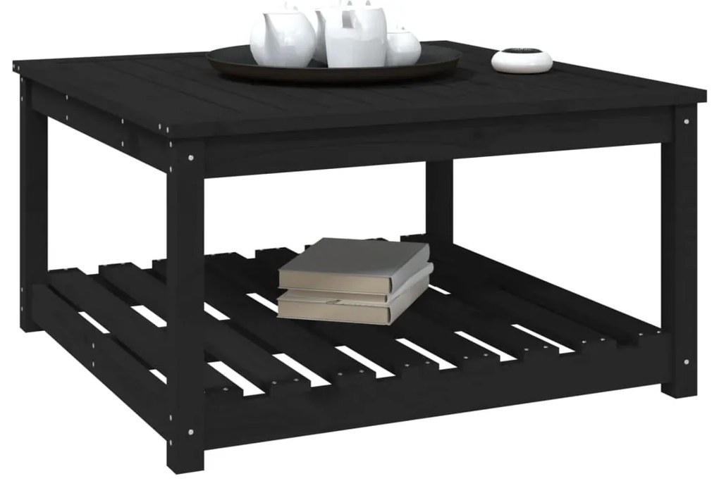 Mesa de jardim 82,5x82,5x45 cm madeira de pinho maciça preto