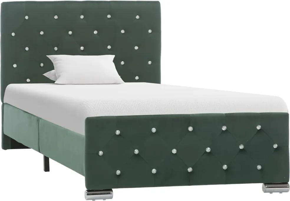 Estrutura de cama 90x200 cm tecido verde-escuro