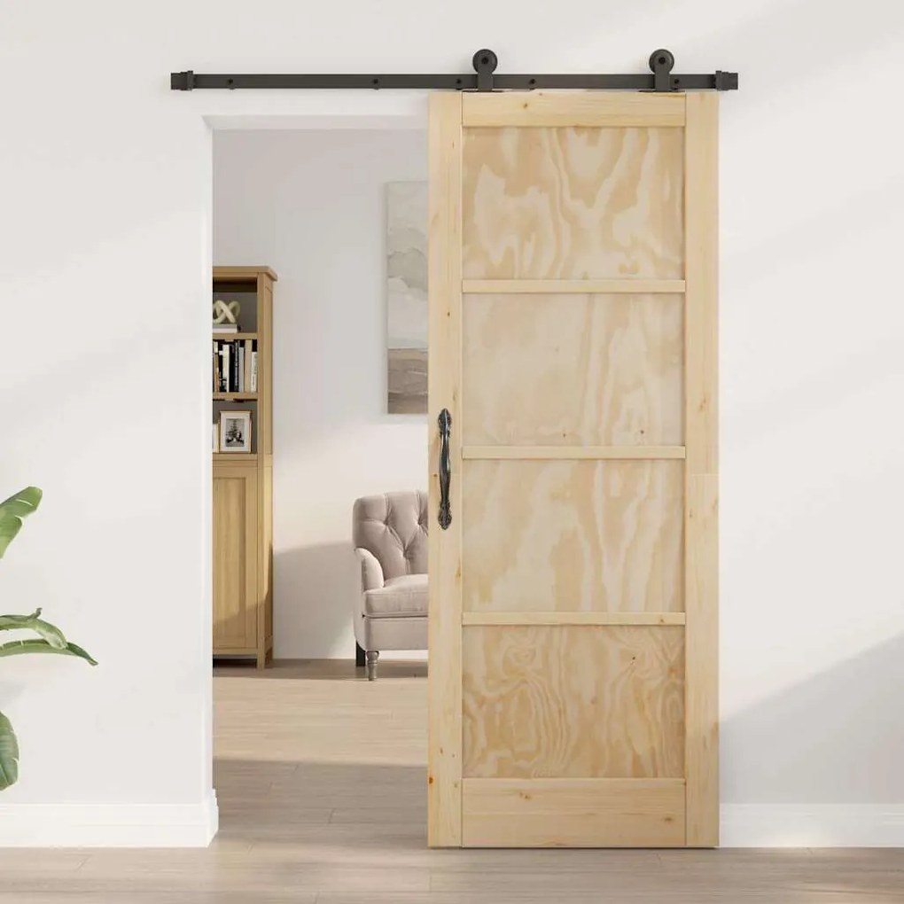 Porta Deslizante com Conjunto de Ferragens "ORKDAL" Madeira Sólida de