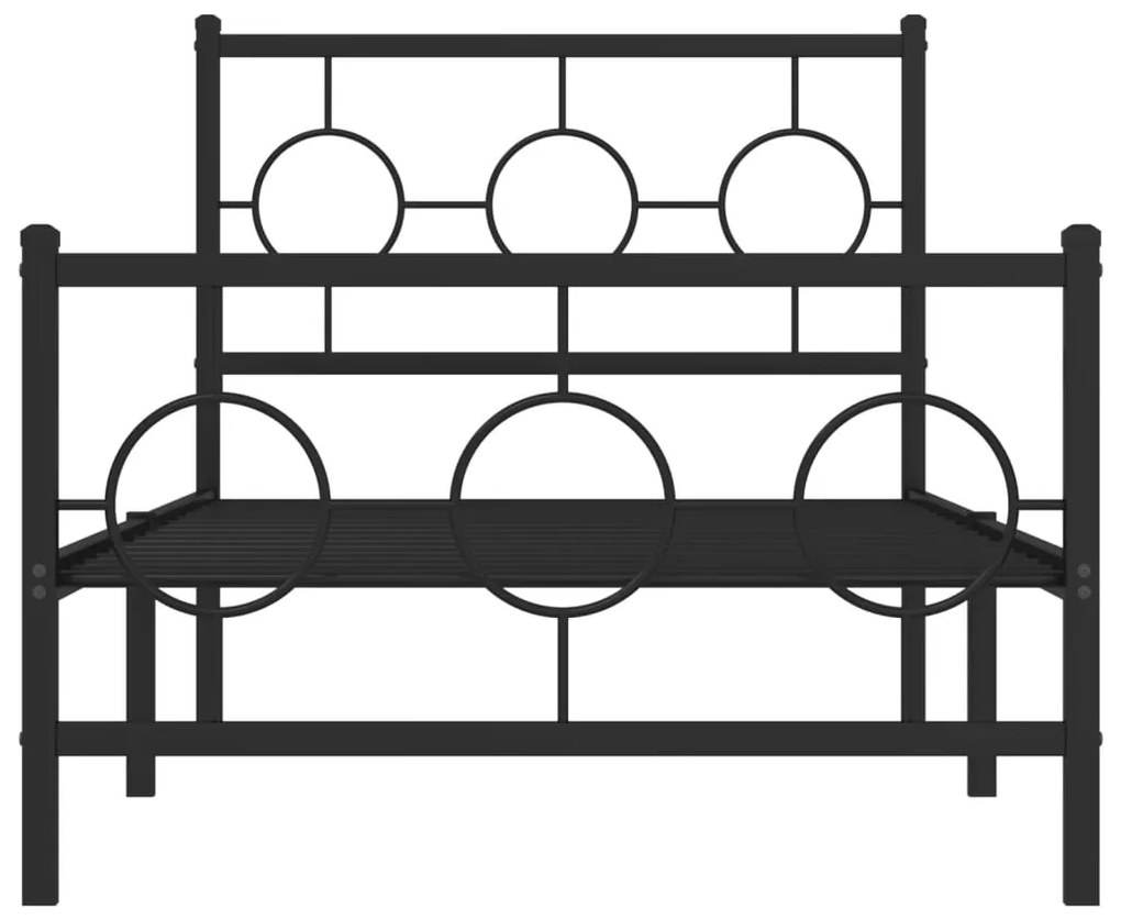 Estrutura de cama com cabeceira e pés 90x200 cm metal preto