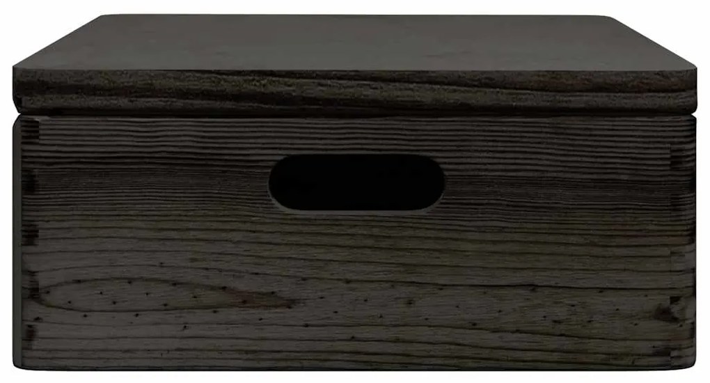 Caixa madeira tampa pegas preta 40x30x13cm pinho madeira maciça