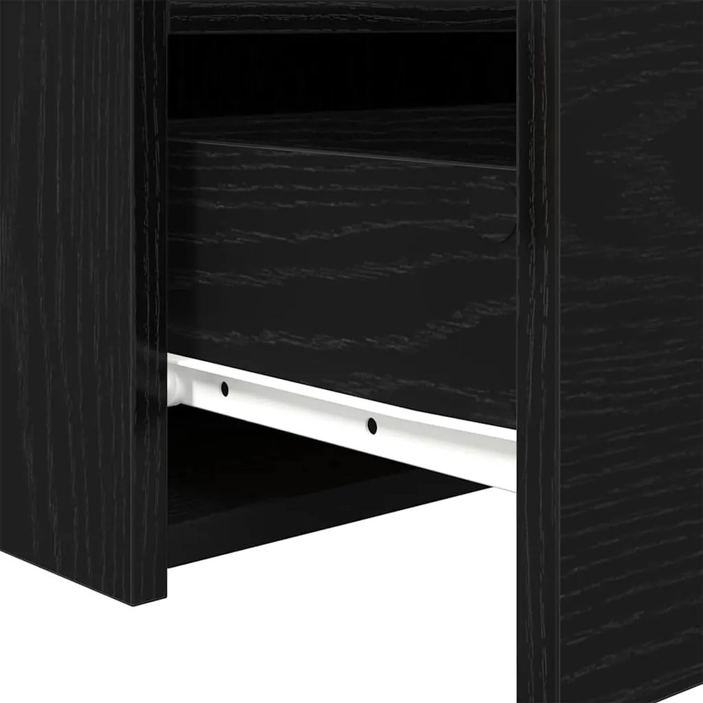 Cômoda de Cabeceira vidaXL com Luzes LED Carvalho Preto 50x40x45 cm
