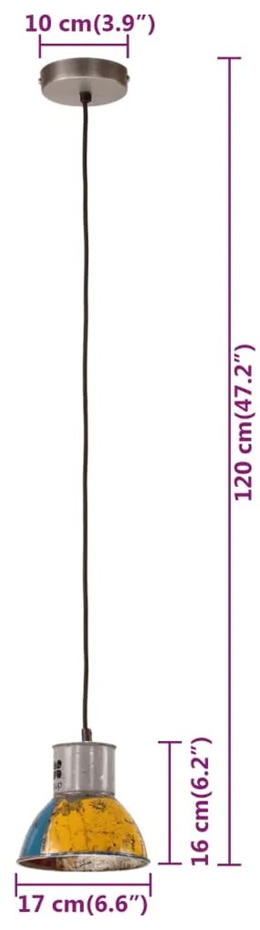 Candeeiro suspenso industrial redondo 25W 17 cm E27 multicor