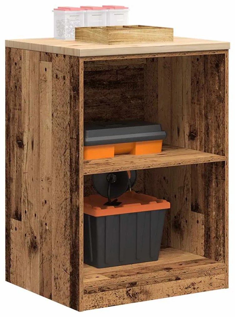 vidaXL Armário de arrumação de garagem madeira velha 60x51x85 cm