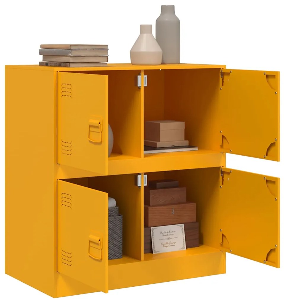 Aparador 67x39x73 cm aço amarelo mostarda