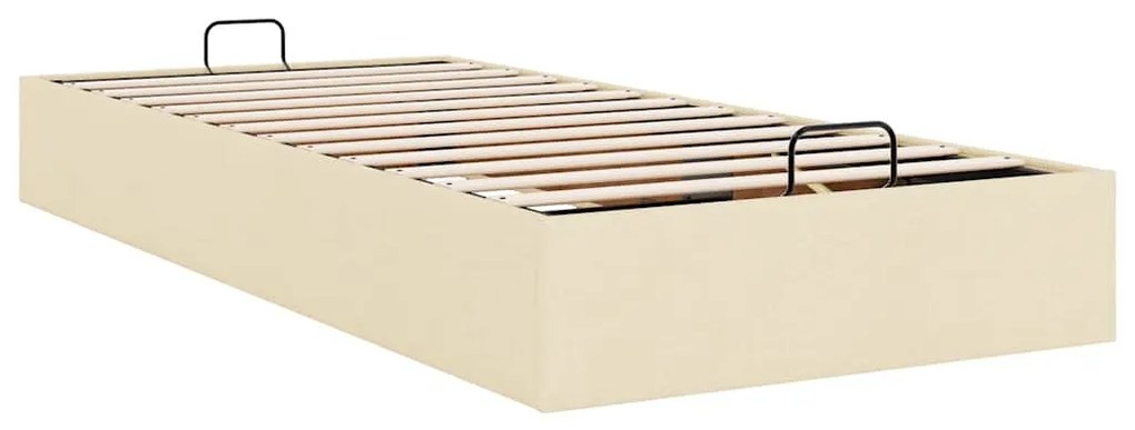 Estrutura de cama otomana sem colchão 90x200 cm tecido creme